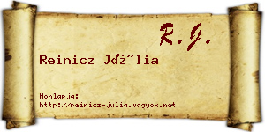 Reinicz Júlia névjegykártya